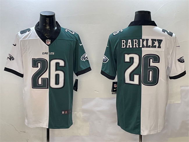 Men's White & Green Philadelphia Eagles #26 Saquon Barkley Split Vapor Untouchable Limited Stitched Football Jersey